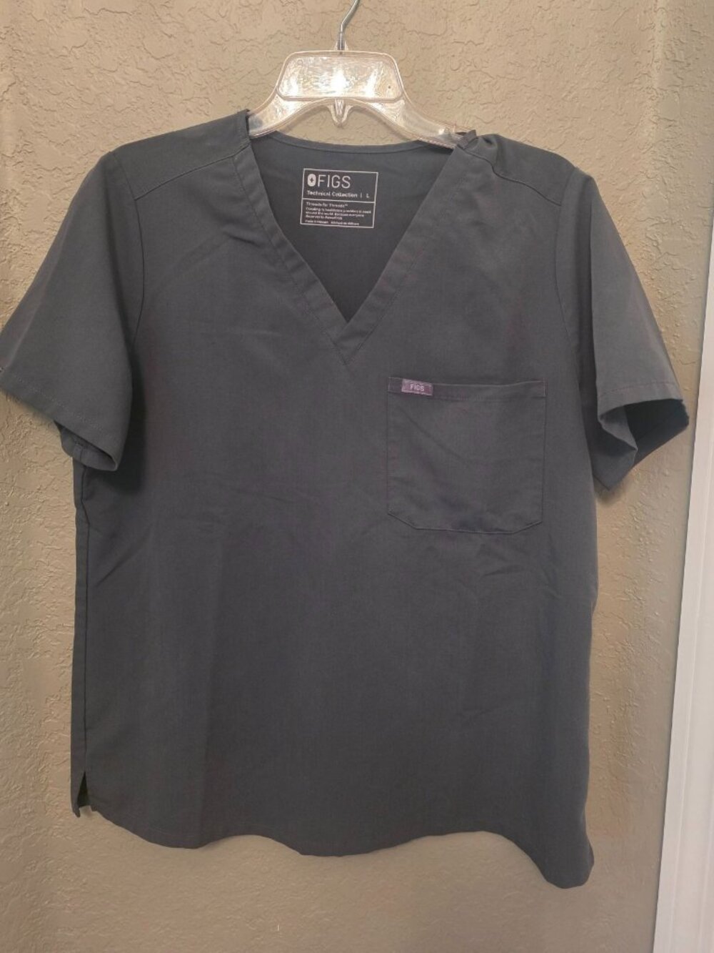 Figs Technical Collection Gray Unisex Scrub Top L EUC
